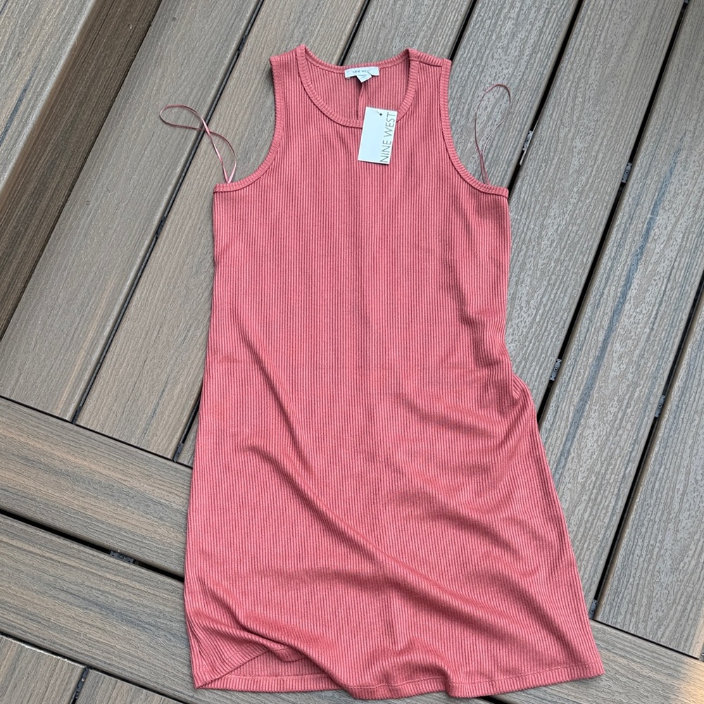 NWT Nine West Coral Ribbed Tank Dress